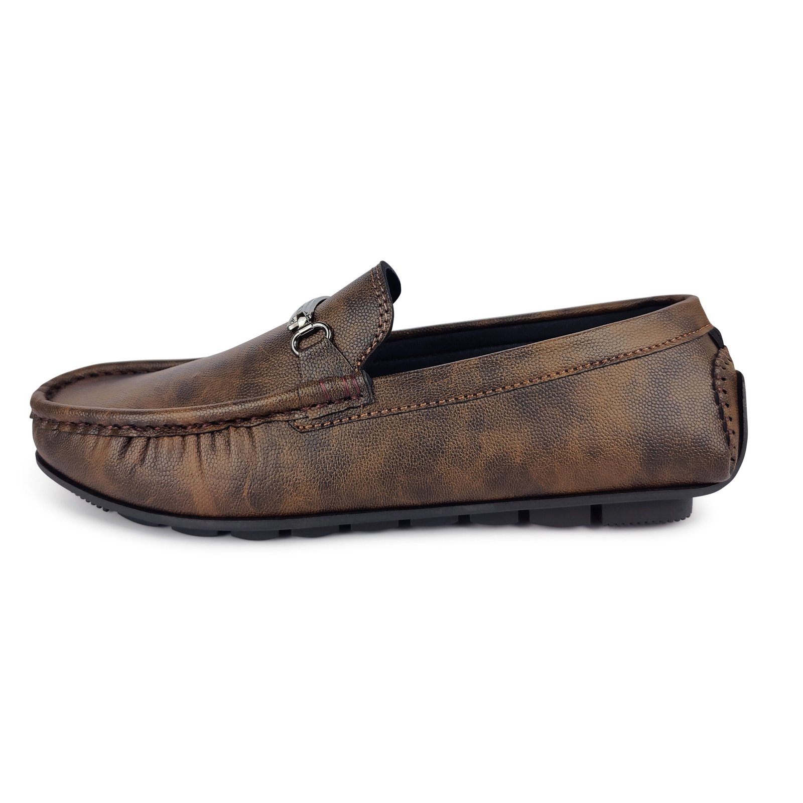 Fashionable Trendy PU Leather Loafers Brown