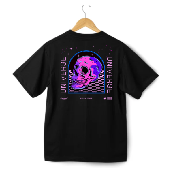 Universe Round Neck Half Sleeve T-Shirt - Black